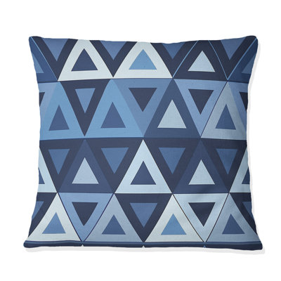 Triangles modernes bleu et blanc I - Coussin décoratif moderne