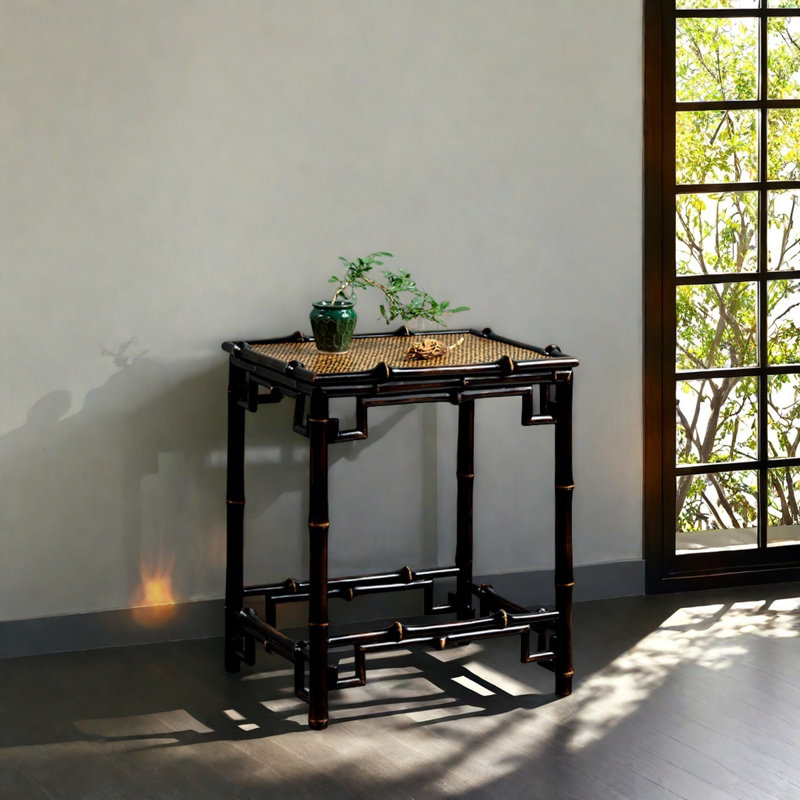Handcrafted Bamboo Table Carbonized Weave Spacious