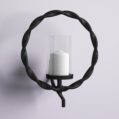 Bougie circulaire tressée en aluminium noir Pilla