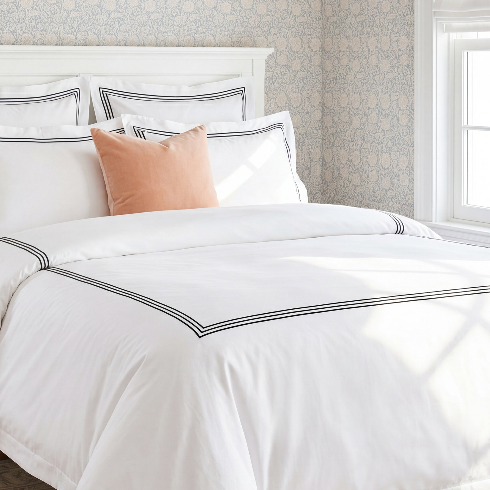 Ravana Cotton Blend Percale Flat Sheet, King Flat Sheet, Black