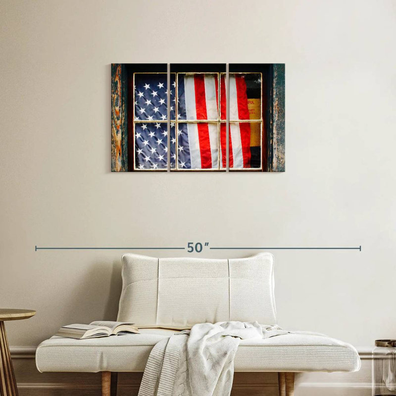 Borges American Flag On Window, 20" H x 33" W