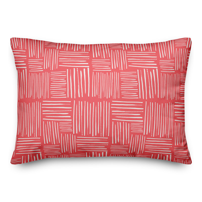  Coussin lombaire intérieur / extérieur Crosshatch, Polyester / Bourre en polyester, Rouge / Blanc
