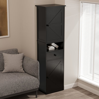 Bathroom Tall Thin Storage Cabinet with 3 Adjustable Shelves