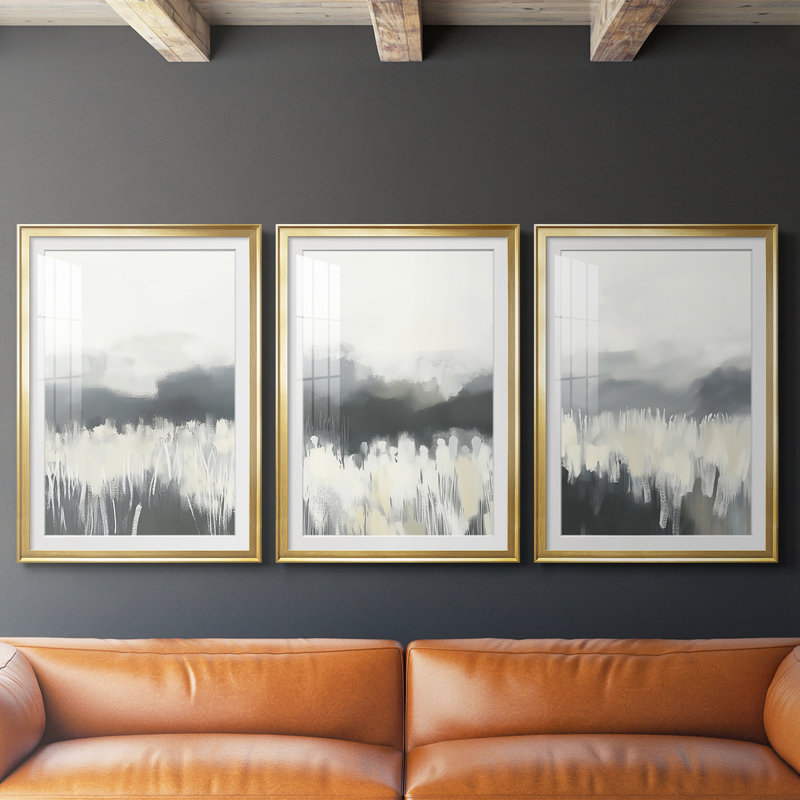 LANDSCAPES Series LX - Impression encadrée sur mesure de qualité supérieure - 3 pièces, H 15 po x l 19 po, Doré
