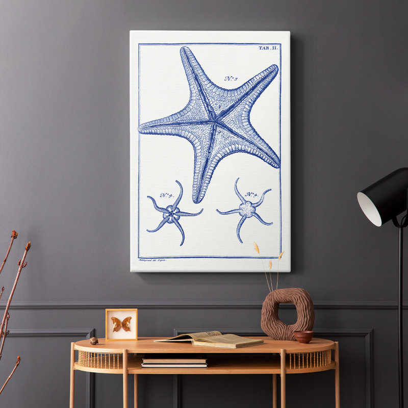Étoiles de mer bleues VII - Cavas enveloppés de galerie, H 27 po x l 18 po