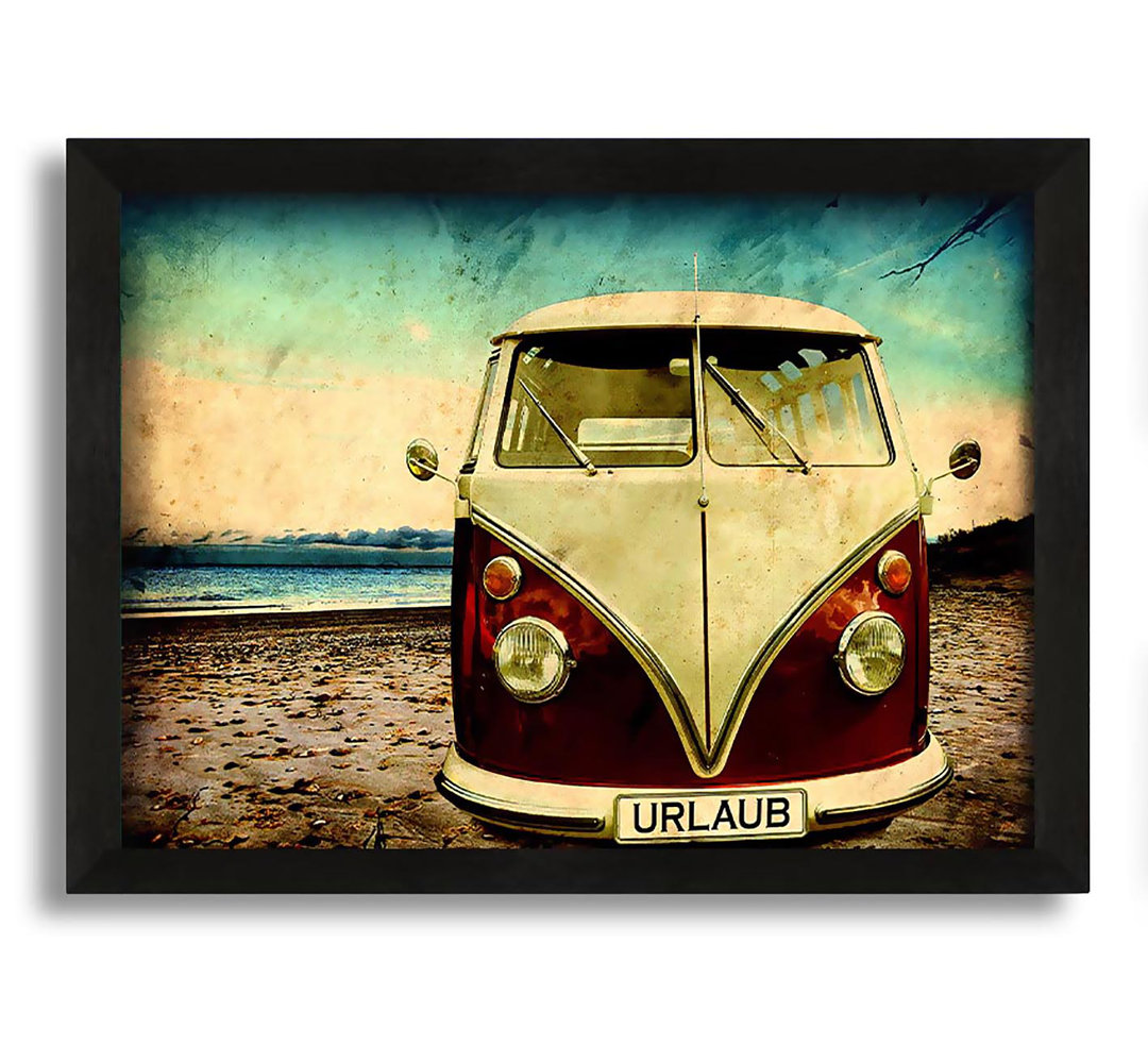 Gerahmtes Leinwandbild Vw Camper Van at the Beach