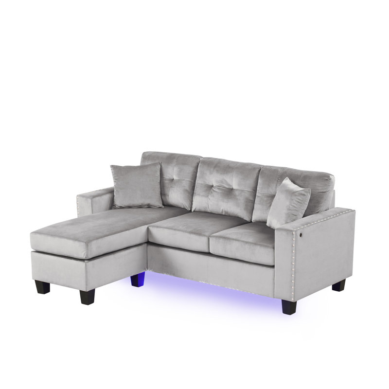 Velvet Reversible Sectional Sofa
