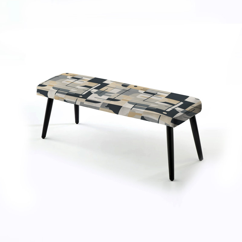 Banc noir rembourré à rayures Balimim minimalisme