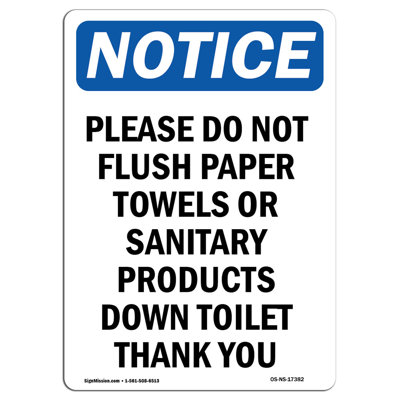 Signmission Please Do Not Flush Paper Towels Sign 