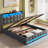 Jilissa Upholstered Bookcase Lift Up Storage Bed with Charging Station and RGB LED Lights-688655817-688655814