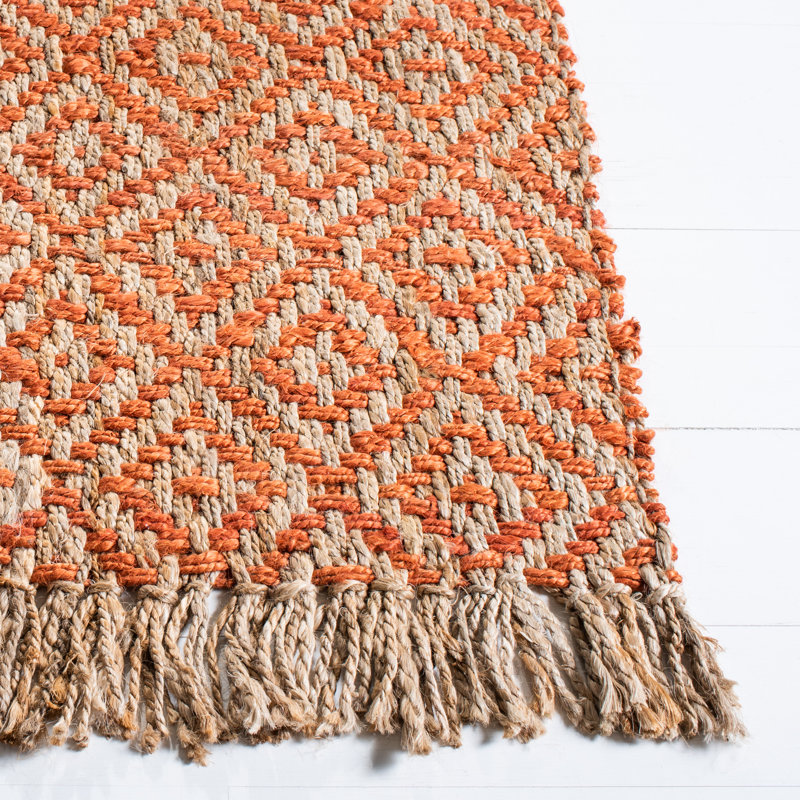 Tapis en jute tissé à la main à motif de fibres naturelles Desai, Rectangulaire 3 pi x 5 pi