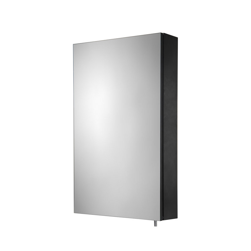 400mm W 670mm H Surface Frameless Medicine Cabinet Mirror 2 Adjustable, Matte Black