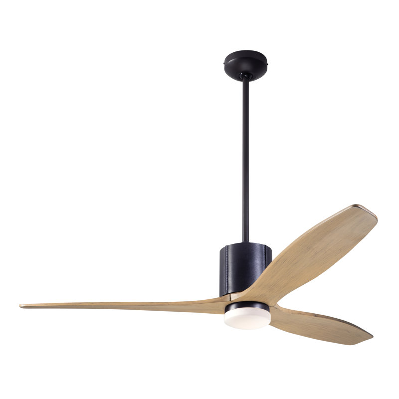 LeatherLuxe 54'' Ceiling Fan with LED Lights, Dark Bronze/Black, Maple, Handheld Remote Control