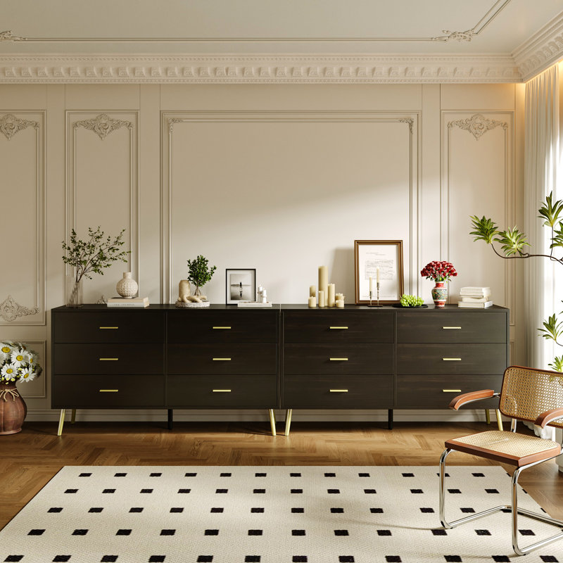 Commode 12 tiroirs 94 po, Espresso