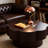 Modern Flower Shaped Coffee Table with Storage, Plum Blossom Design in Natural Wood Veneer for Living Room and Office, Easy Assembly, Dark Brown-883285720