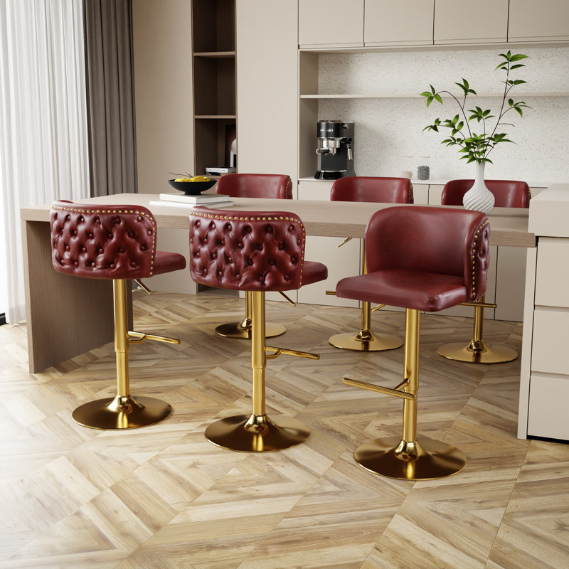 Ensemble de 6 tabourets de bar Modern, Crème / argenté