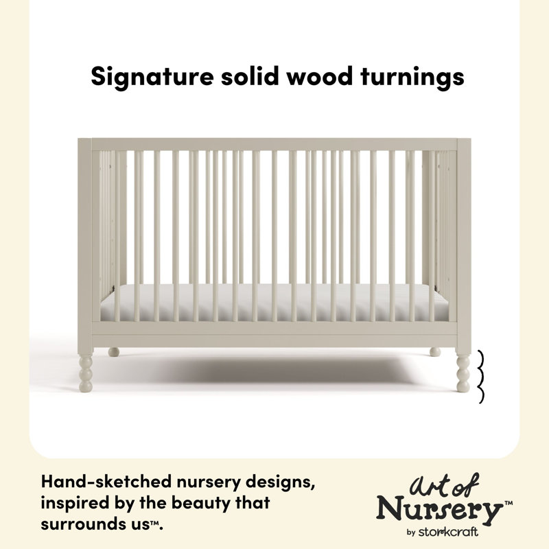 Rio 5-in-1 Convertible Crib with Toddler Guardrail, Frosted Oat 