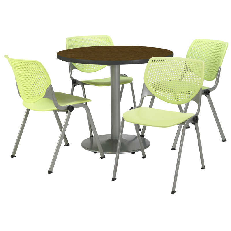 Table ronde pour salle de pause, Noyer, L 36 po x P 36 po, Limette