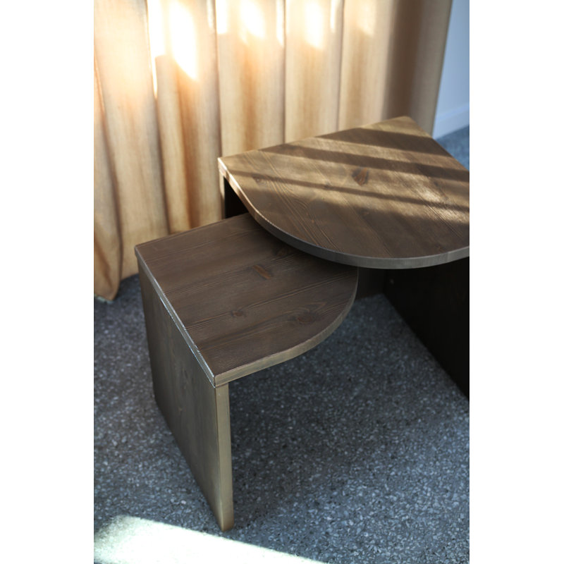 COMBINE SIDE TABLES SET FSC certified pine wood, Made in Europe, Scandinavian Design, Dark Brown