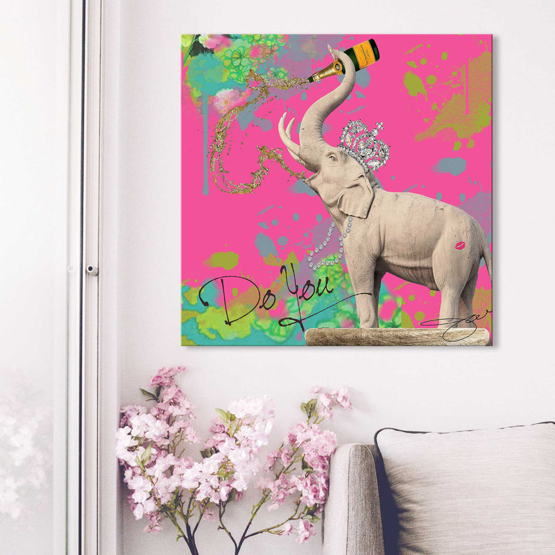 «Elephant, Do You (Square)» par Jodi - impression, Toile tendue, H 18" x l 18" x P 1"