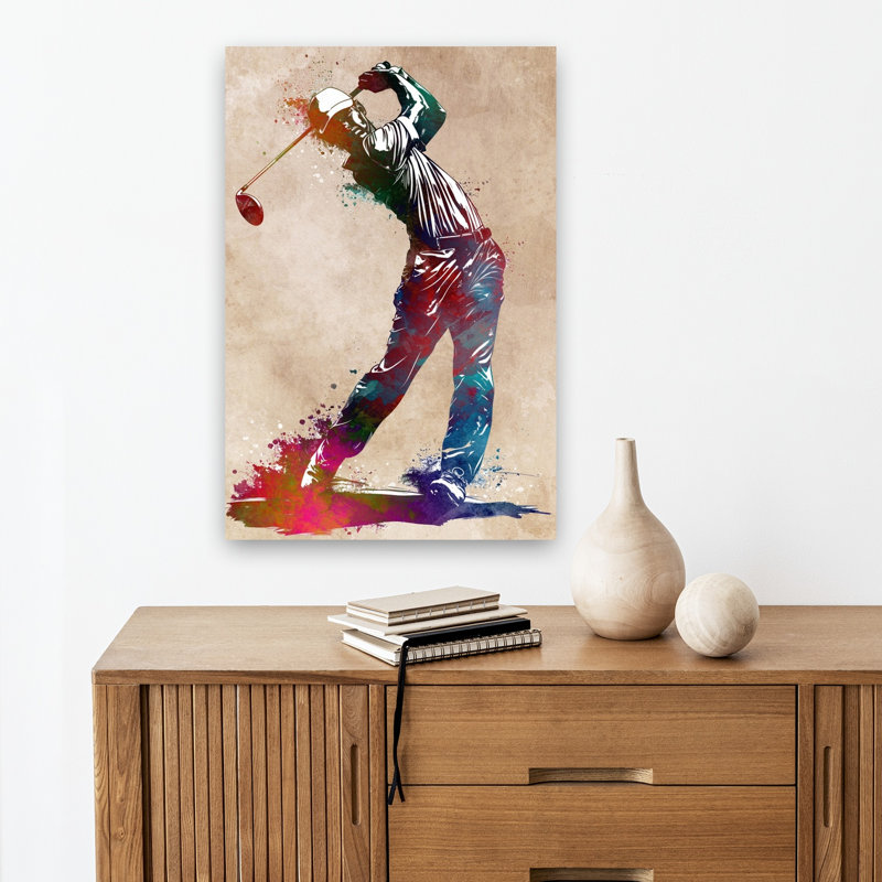 «Dynamic Golf Swing», art mural contemporain, 18" H x 12" W