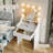 Quinterrious 23.6" Small Makeup Vanity Desk with LED Lighted Mirror for Bedroom