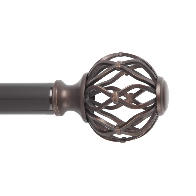 Aiden Steel Adjustable Single Curtain Rod, 72" - 144", Bronze