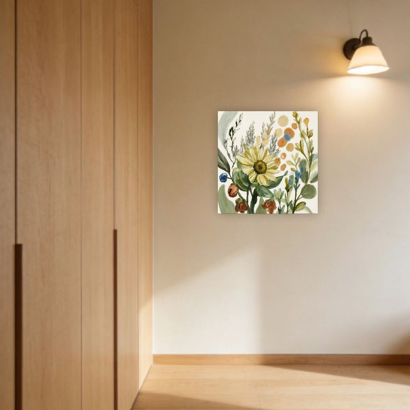 Bouquet de fleurs aux tons doux, sans cadre, murale, 16 x 16