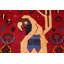 Tapis unique en laine noué à la main Shiraz nouvel âge 3 pi 4 po x 5 pi 3 po rouge