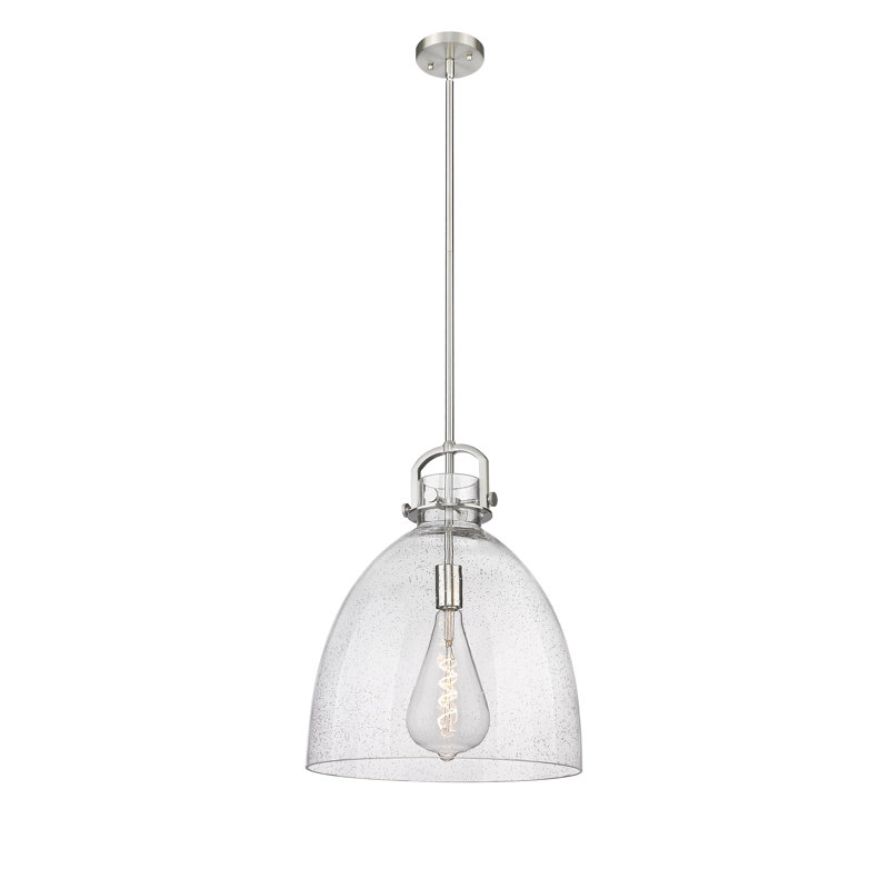 Luminaire suspendu 1 lumière Badillo, Grainé, H 19,63 po x l 16 po x P 16 po, Nickel satiné