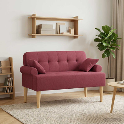 Loveseat with Button Tufted Fabric Loveseat Bench