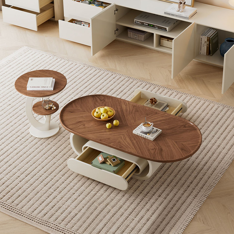 Ensemble de tables basses en bois Simple Style, H 15,75 po x l 47,24 po x P 25,6 po, Brun