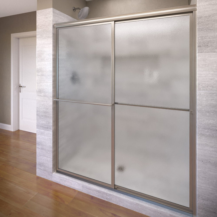Deluxe 38'' - 40'' W x 68'' H Bypass Framed Shower Door with Pattern Glass