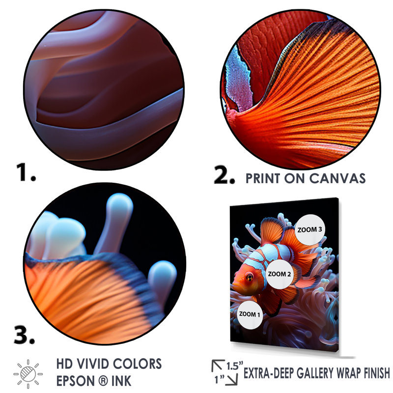 Vibrant Orange Clownfish Portrait on Cotton Canvas
