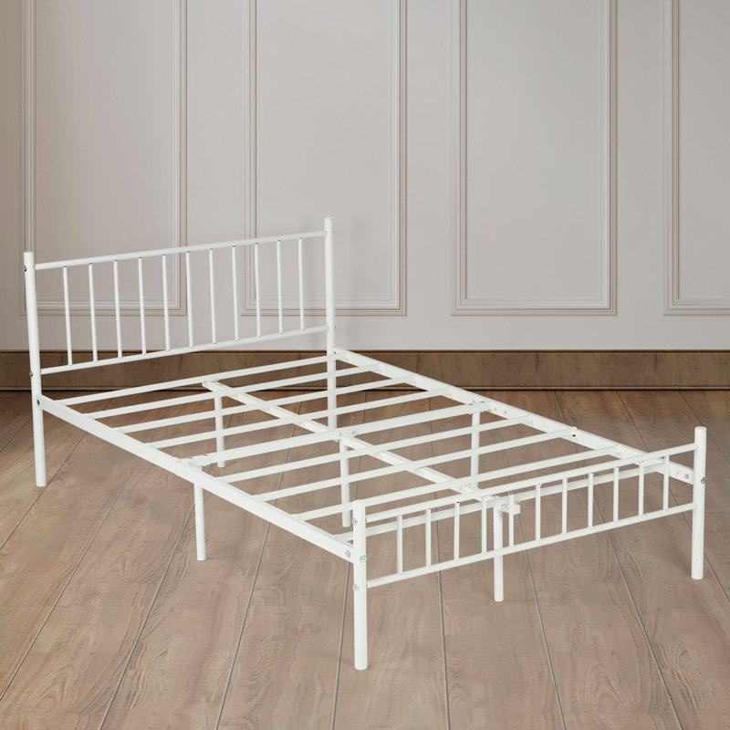 Aurora-Leigh UK Small Double - DE 120 X 190 Cm Metal Bed, White