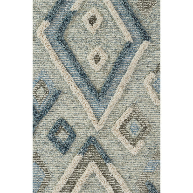 Handmade Moroccan Berber Inspired Blue Wool 5' x 8' Area Rug