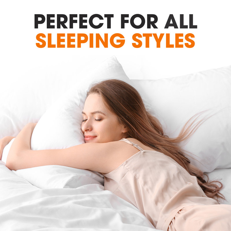 King Size White Hypoallergenic Polyester Pillows Set of 2