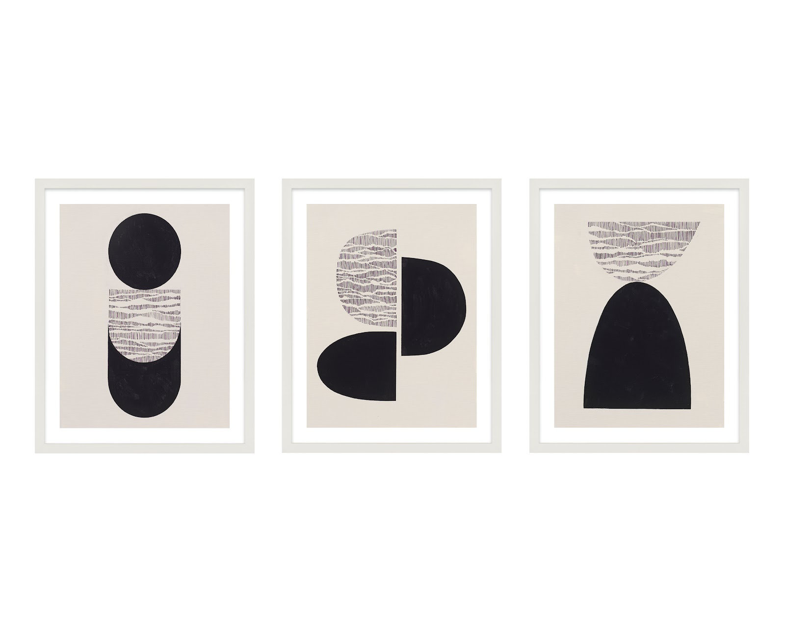 Brazos "Peripheries" 3-Piece Print Set, 30" W x 38" H, White Framed