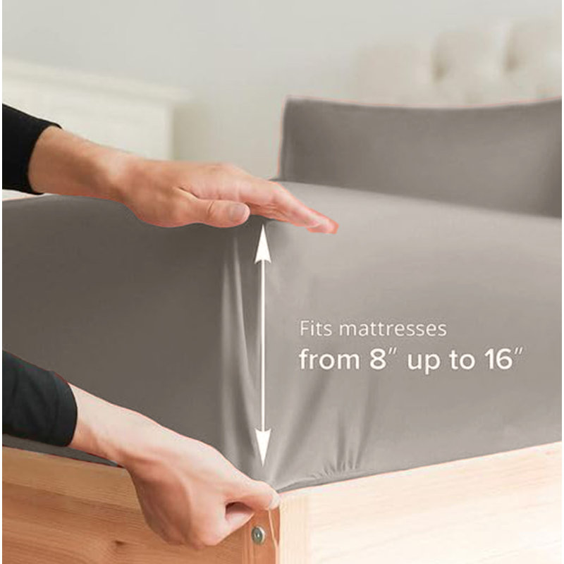  Ensemble de draps en rayonne de bambou 4 pièces Premium Luxury, Ensemble de draps pour taille de lit simple TG ave, Grès