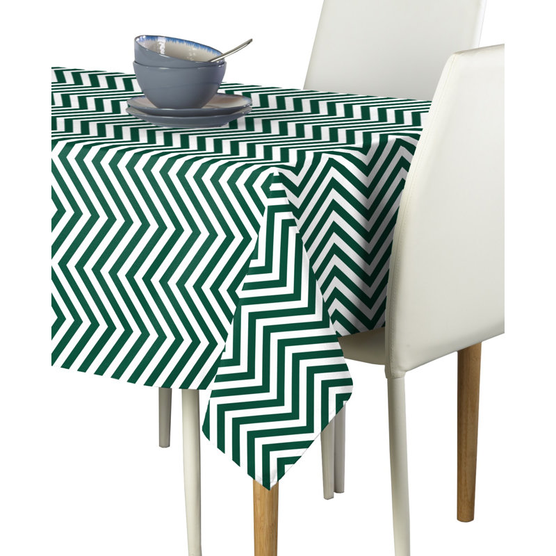 Mcauley Chevron Milliken Signature Tablecloth, 120" L x 60" W, Green