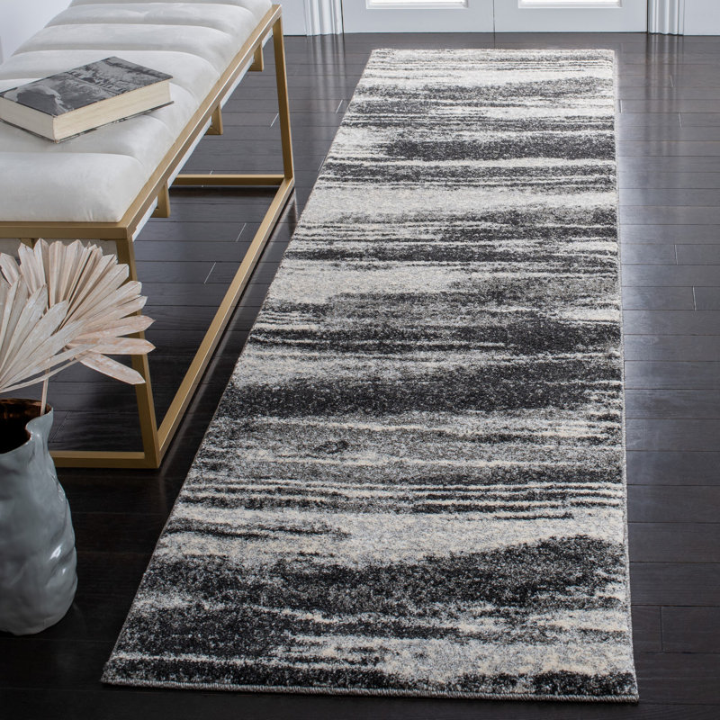 Tapis abstrait Socorro, Blue, Carré 8 pi