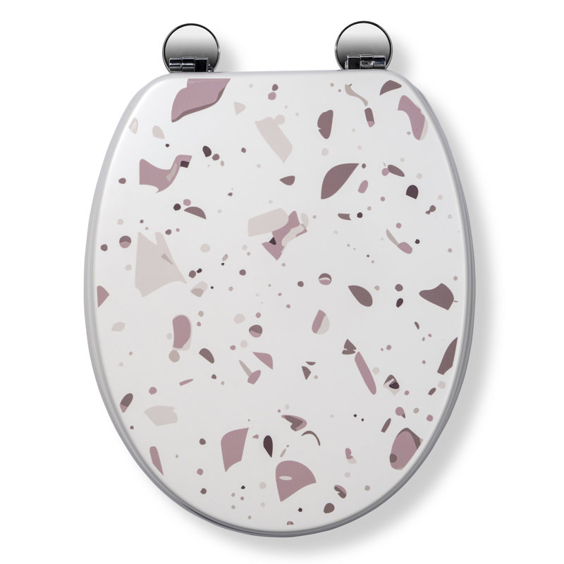 Flexi-Fix Round Hard Toilet Seat, White/Pink