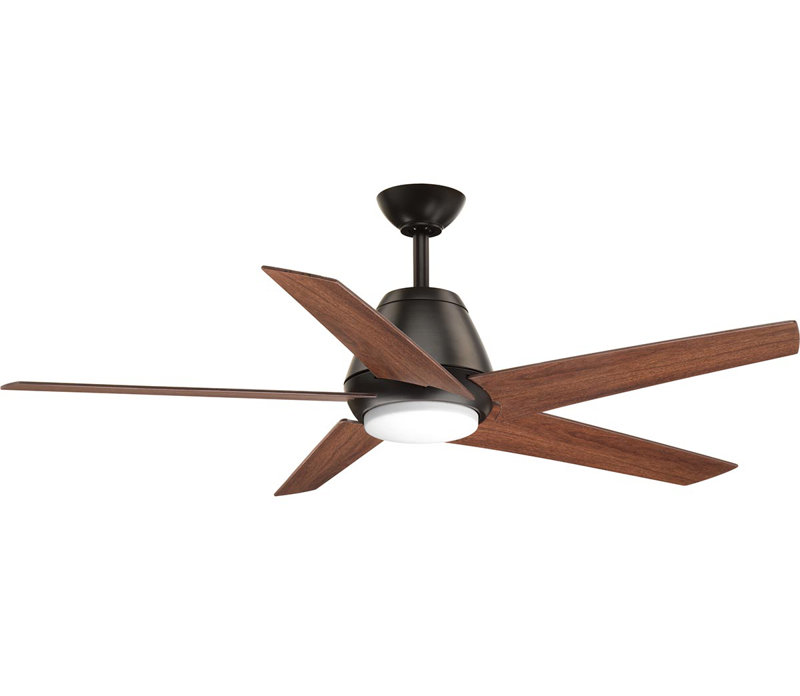 Hensley 54'' Ceiling Fan with LED Lights, Antique Bronze with Walnut Blades