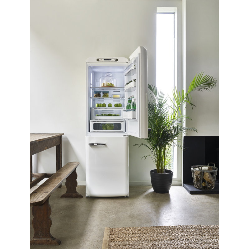 SMEG 50s Style 24" Bottom Freezer 12.8 cu. ft. Energy Star Refrigerator, Right, White