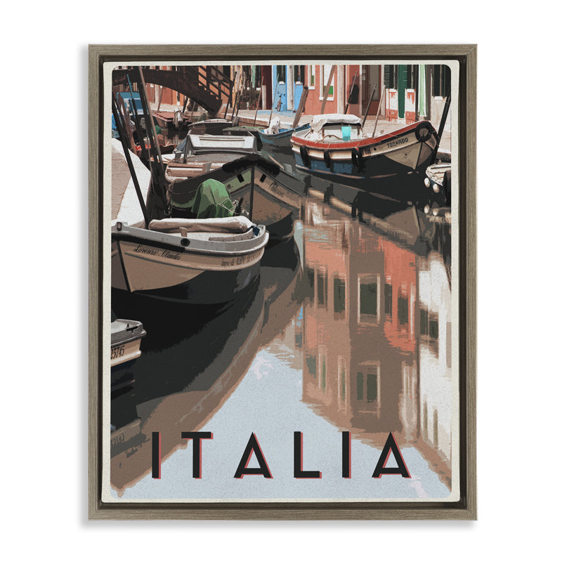 Cadre flottant affiche Italia Canal, design par Shelley Lake, H 31 po x l 25 po, Cadre flottant orme Montalcino