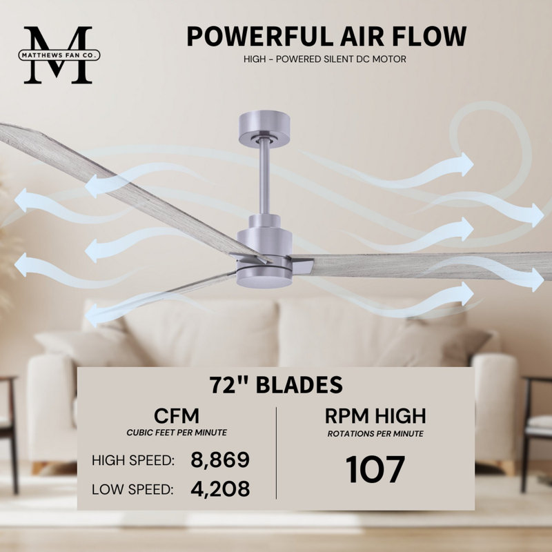Alessandra Outdoor Downrod Ceiling Fan, Brushed Nickel, Barn Wood Tone