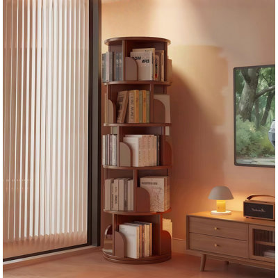 5 Tier Rotating Bookshelf, 360° Display Round Spinning Bookshelf, Space-Saving, Small Space Rotating Bookshelf Tower for Bedroom, Living Room, Home, O by Latitude Run