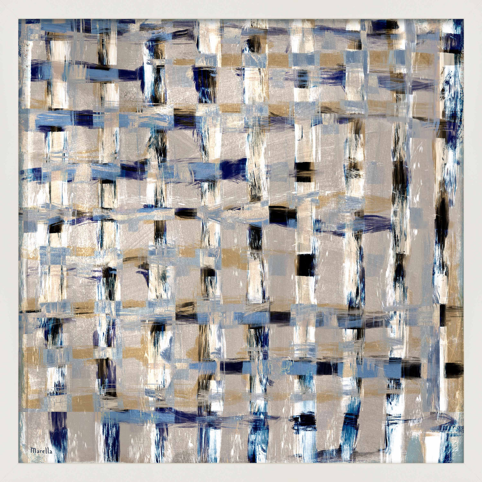 Weave Black by Marco Marella for Studio M - Framed Wall Art, White, Paper, 30" H x 30" W