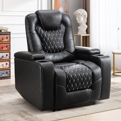 34.8'' Premium Faux Leather Home Theatre Recliner – Immersive Individual Seating With Hidden Arm Storage & Cup Holders