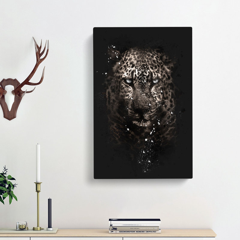 Leopard in the Dark - Wrapped Canvas, 76cm H x 50cm W x 3cm D